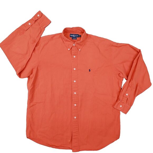 Ralph Lauren Vintage Men's Orange Blake Button Up‎ Shirt size Large - Picture 1 of 8